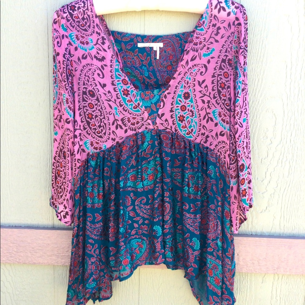 Anthropology - Floret silky textured top - XS